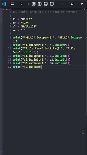 [29] Python String Checking Validation Methods ✅ Codex People #Shorts #Python #coding #program