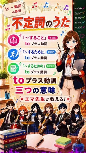 『不定詞のうた』 to＋動詞の3用法｜中学2年 英語｜歌で覚える暗記ソング
