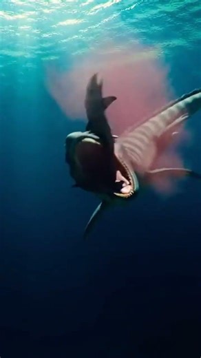 MOSASAURUS HUNTING A GREAT WHITE SHARK