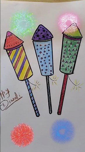 Happy Diwali Drawing – Colorful Rocket Firework Art /“🎇 Easy Diwali Rocket Drawing | Step by Step”