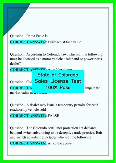 State of Colorado Sales License Test 100% Pass video