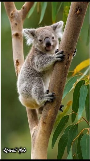 Fluffiest Koala Yawn & Snuggle! Baby Koala Climbing 😴 Watch it Climb the Branch!