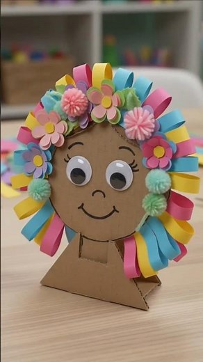 🌸 DIY Cute Girl Craft from Waste Cardboard! ♻️🎨 ✨