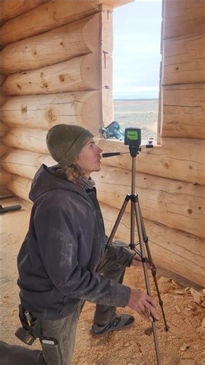 Adding details to the log home windows.#handcrafted #logcabin #skilledlabor