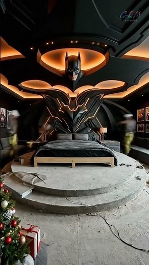 🦇This Batman-themed bedroom goes way harder than expected! #interiordesign #batman #themedroom