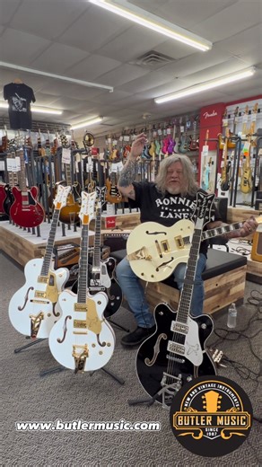 It’s a WHITE FALCON FRENZY at Butler Music! Hear Gregg’s thoughts on the White Falcon, and his favorite—the Billy Duffy WF from @officialgretsch! All guitars shown are currently in stock at Butler Music and butlermusic.com. #whitefalcon #gretsch #gretschguitars #electricguitar #billyduffy #thecult | Butler Music