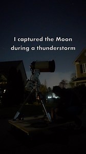 Moon and Thunder 🌔🌩️ This is last night’s waxing gibbous Moon (April 1st 2023). I could not resist the urge of going out on a windy night to make such capture. I was also lucky to get some BTS with the lightening along the horizon. I included an 8K raw footage to show the severity of the turbulence. I hope you all enjoy! #moon #waxinggibbousmoon #telescope #thunder #lightening | Rami Astro