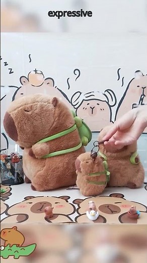 "CapPack" Family: Capybara Plush Toy with Turtle Backpack Set #linkinbio