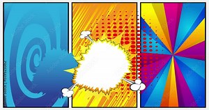 Cartoon background, comic book page backdrop. Retro animation comics pop art video.