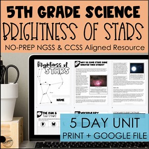 Brightness of Stars NGSS 5-Day Unit for 5th Grade | 5-ESS1-1 Science   ELA