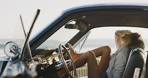 Attractive Woman Sitting Passenger Seat Classic Stock Footage Video (100% Royalty-free) 1031952593 | Shutterstock