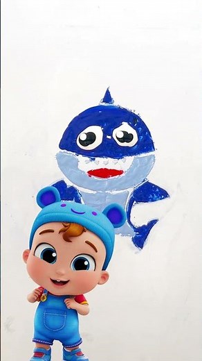 Baby Shark Paint Party! 🦈 Little Angel Nursery Songs & Craft Videos #kids #shorts