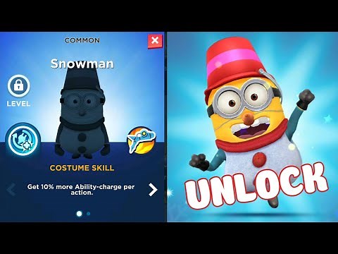 Minion Rush New Costume SNOWMAN Unlock and Upgrade prize pods rewards claim in minions game
