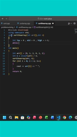 C++ Array Sorting Problem | C++ Sort the Given Array Program#sorts #array