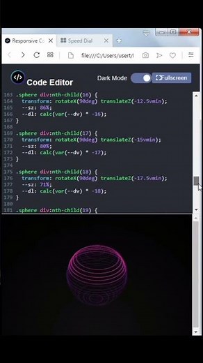 CSS Light Sphere Infinity Animation #shorts