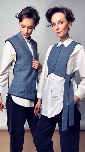 Olesia Les on Instagram: "Vienas švarkas, dvi liemenės, minimalus kiekis atliekų♻️ Pirmą drąsiai galima vadint VIRAL. Ar su antra bus taip pat?🙈 One blazer, two vests, almost no waste♻️ First one got VIRAL, will the second one?🙈 #upcycle #upcycling #upcyclingfashion #upcyclingideas #upcycledclothing #upcyclingclothes #reworkedclothing #remakeclothing #sustainablefashion #upcycledesign"