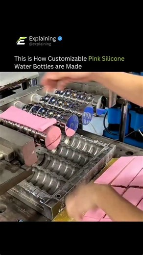 Business | News | Tech | Facts on Instagram: "Pink silicone water bottles are made from food-grade liquid silicone rubber, mixed with curing agents and shaped through injection or compression molding. Once formed, the bottles are heat-cured to gain flexibility and durability. Every batch undergoes tests for heat resistance, leak-proof sealing, and safety compliance. These bottles outlast plastic, handle temperatures from freezing to boiling, and can be recycled through specialized facilities. By