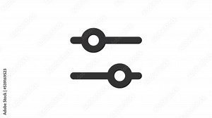 Animated equalizer line ui icon. Horizontal adjust. Sound option. Seamless loop HD video with alpha channel on transparent background. Outline isolated user interface element motion graphic animation