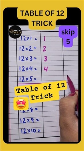 📚12 table trick| Table of 12 Trick 🔥|💡#shortsfeed #shortsfeed #mathematics #mathtricks #tableof8