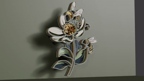 3D Bee Flower SVG/ Multilayered Design/ Honey Insect/ Laser Cut/ Cricut/ Spring Garden Decor - Etsy