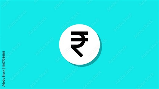 Indian rupee currency symbol logo animation reveal in minimalist motion graphic style for finance and business concepts