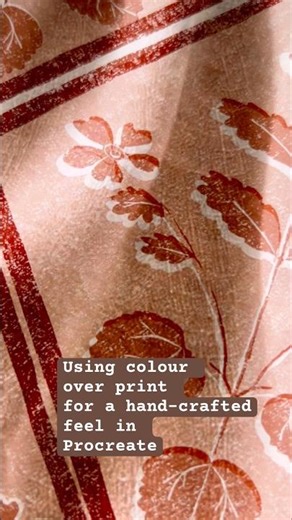 Lino Style Block Print Colour Overprint Using Procreate Stamps #surfacepatterndesign #linoprinting