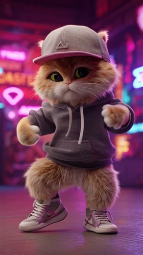 Cute Fluffy Cat Dancing Hip-Hop 🐱🔥 | Smooth Moves & Swag