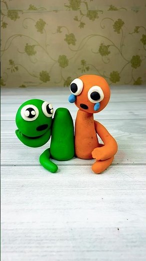 I made Orange and green Rainbow Friend but with Roblox noob head !! #roblox #rainbowfriends #clay