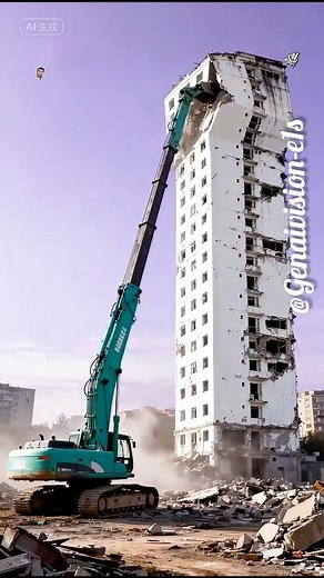 🔹 Epic Excavator Power! Tall Building Destroyed in Minutes