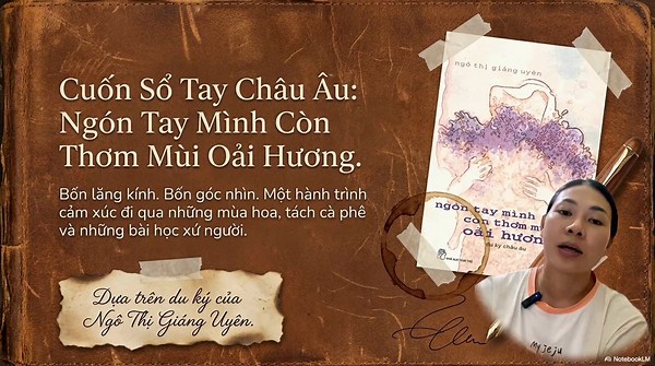 Nhóm mình có trích ra vài câu để làm video chia sẻ, mọi người nghe tụi mình đọc rồi cảm nhận có giống tụi mình hem nha!* Hình ảnh nhờ NotebookLM tạo ra đó, đẹp thật!Sau khi đọc xong quyển "ngón tay mình còn thơm mùi oải hương" của tác giả Ngô Thị Giáng Uyên, nhóm 9 lớp Bậc thầy giao tiếp đã tổng hợp được các câu thành ngữ tục ngữ, bài hát, câu thơ và liên tưởng so sánh như sau:Thành ngữ/Tục ngữ- Nghề chơi cũng lắm công phu => Miêu tả sự cầu kỳ và tỉ mỉ trong quy trình pha chế món cà phê Ailen- N