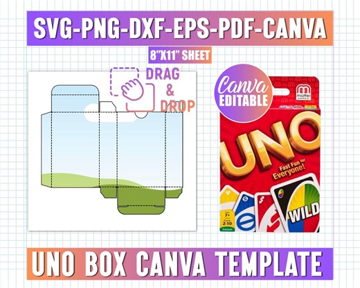 Uno Box Canva Template, Playing Card Box Editable Canva Template, Sublimation Blank Poker Card Box Template, Easy Drag and Drop - Etsy