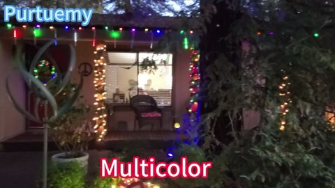 Purtuemy Meteor Shower Lights Outdoor: 40 Tube(Equivalent to 5 Sets of 8-Tubes) Christmas Lights - Waterproof Christmas Halloween Decorations for Yard Outside Tree Roof, Multicolor