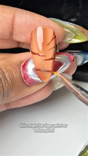 cat eye TIGER 🐯✨ #naildesign #cateyenails #fallnailart #fallnails #simplenails #nails #nailart