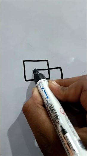 3D Cube Drawing on Whiteboard 🤯 (Looks Real!) #Shorts