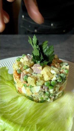 Homemade Doctor's sausage with Olivier salad