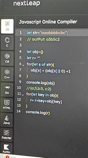 tcs interview question in js string compression