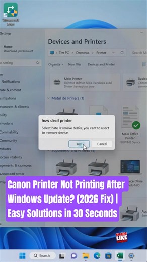 Canon Printer Not Printing After Windows Update? (2026 Fix) | Easy Solutions in 30 Seconds #canon