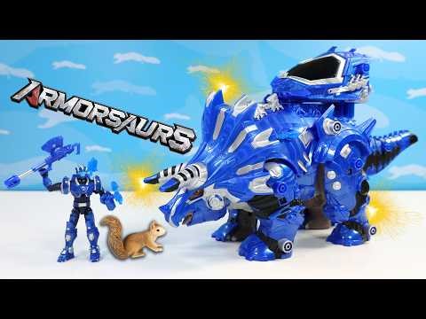 Armorsaurs Triceratops Cobalt and Blue Pilot TJ Armor Up Dinosaurs Action Figure Toy Review
