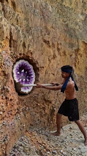 the process of discovering amethyst geodes and gold #gemstone #crystals #diamond #gold #jade #agate