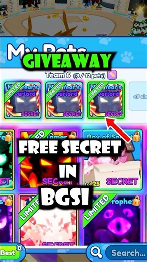 GIVEAWAY FREE SECRET Pets in BGSI #giveaway #roblox #bgsi #shorts