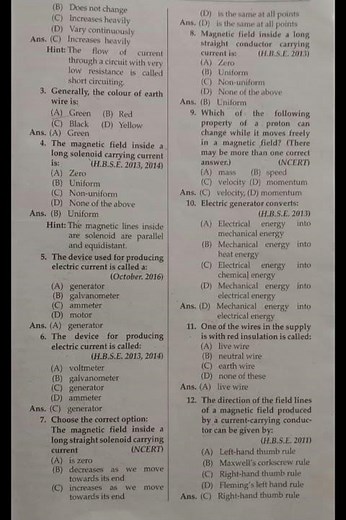 Class 10 Physics Chapter 13 Magnetic Effects of Electric Current #exam #boardexamprep