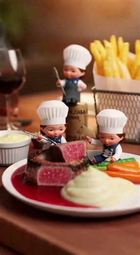 Tiny Chefs Cook PERFECT Steak! 微观小人牛排制作全过程，太治愈了！
