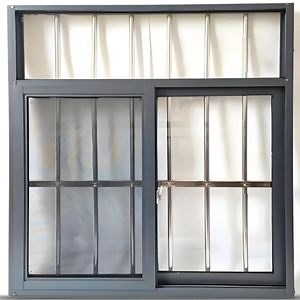 [Hot Item] Standard Sizes Double Panes Grey Sliding Type Aluminum Window with Burglar Mesh