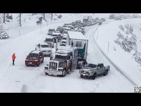 California Winter Storm buries I-80 in feet of snow, Donner Pass, Lake Tahoe