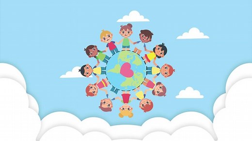 Download Children Holding Hands Around World Animation for free