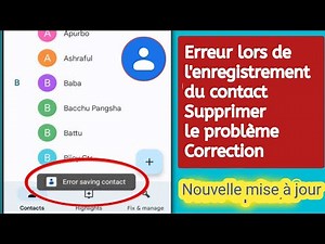 Erreur lors de l'enregistrement du contact Supprimer le problèmeI Erreur lors de l'enregistre...