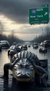 Year 2100 Prediction. Will It Happen? Florida Alligators Migrate North. By 2100, massive herds of alligators leave overheated swamps and crawl up highways, shutting down traffic as far north as New York. | I Am Eagle