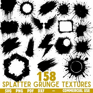 Splatter Grunge Textures SVG PNG PDF & Dxf Bundle for Distressed Diy Crafts Instant Downloads - Etsy