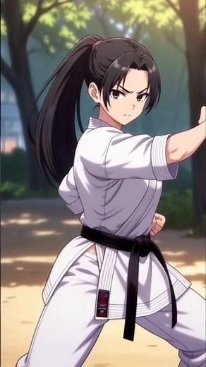 “Anime Karate Girl 🥋🔥 | Powerful Action Pose | Epic Outdoor Martial Arts Scene”