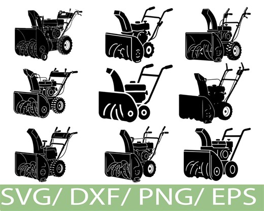 Snow Blower SVG Silhouette Bundle Winter Snow Removal Machine Equipment Art - Etsy